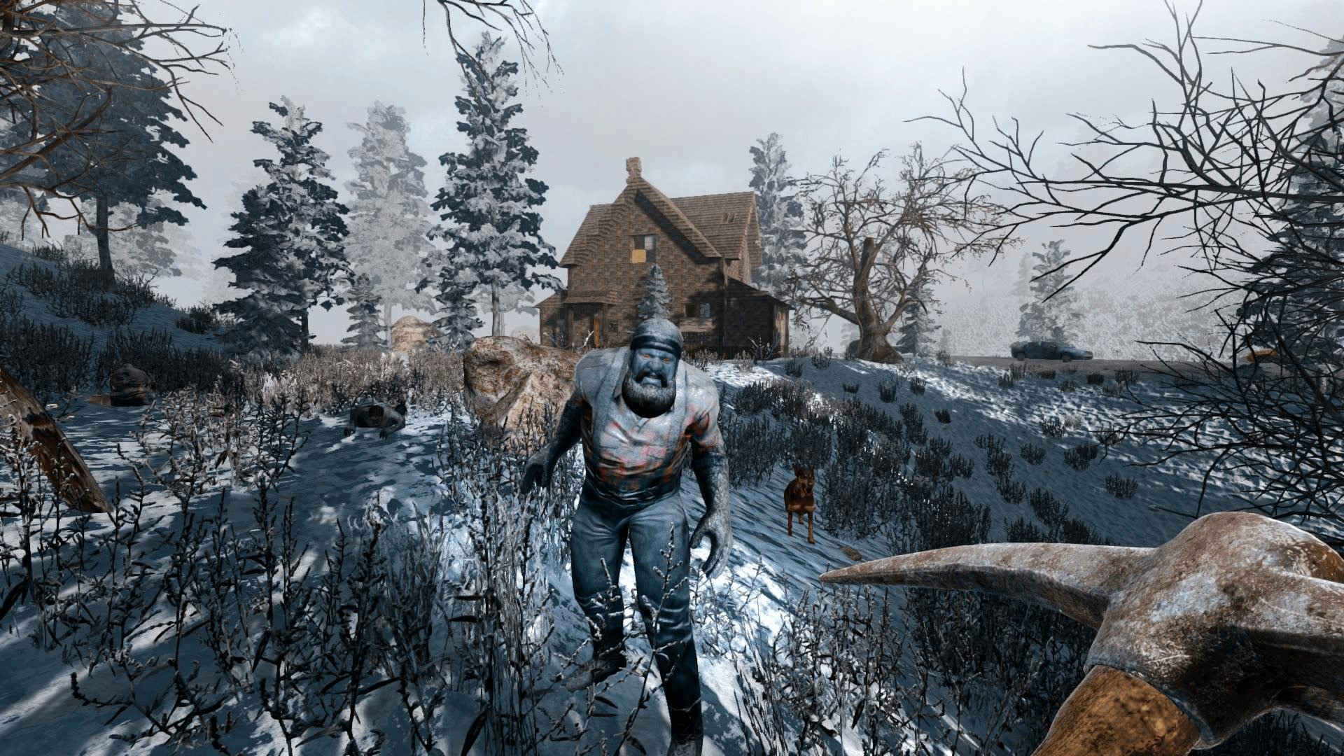 7 days to die snowy zombie approaches player