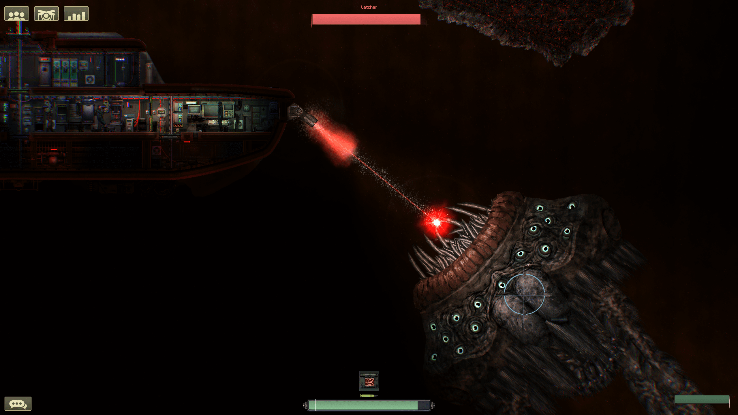 barotrauma game players fighting giant monster boss whilst on submarine