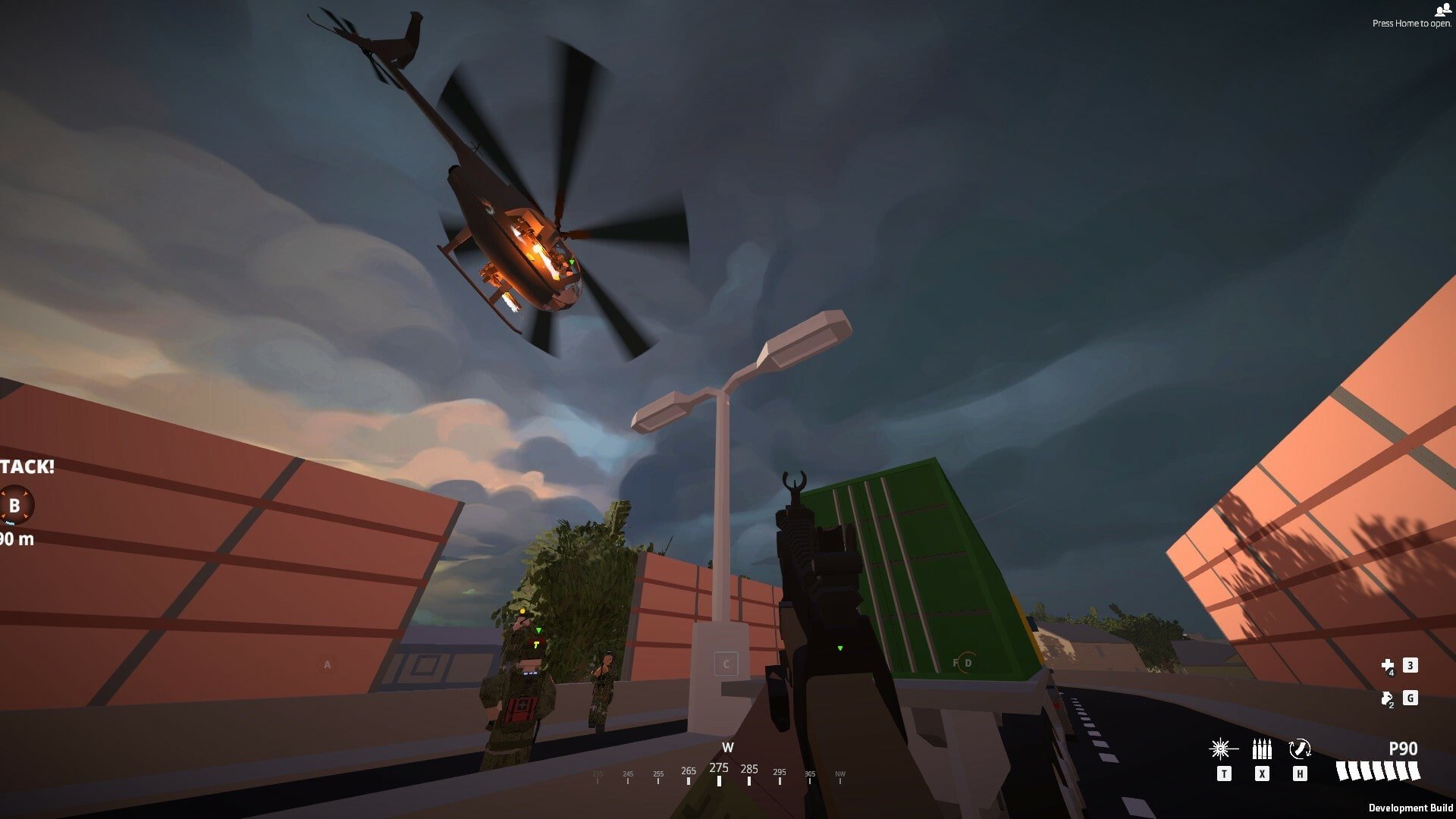 battlebit remastered squad observes air support from bridge during firefight